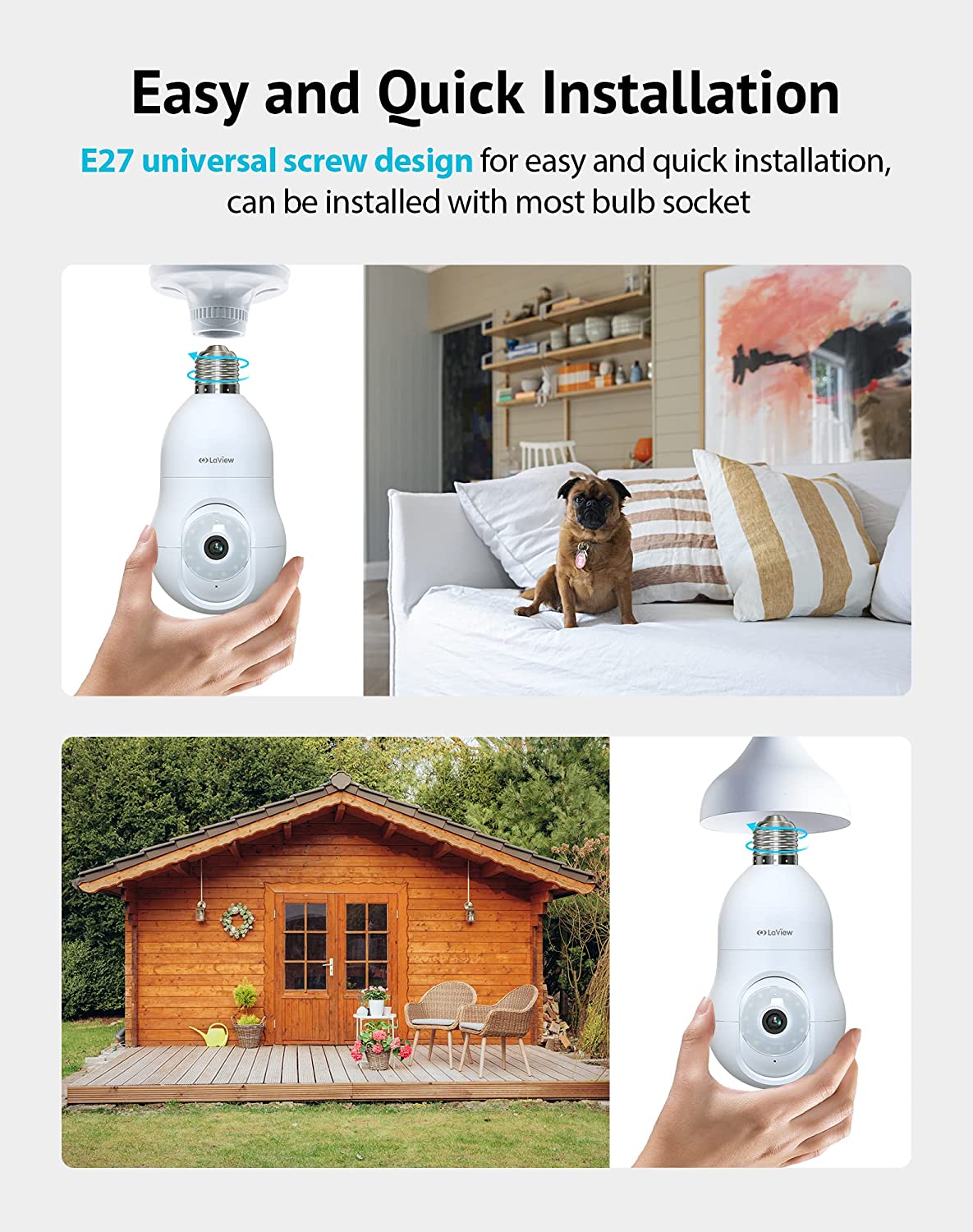 Laview 4mp wifi indoor/outdoor bulb security camera 2.4ghz lv-pwl2-w-2pk Laview 4mp wifi indoor/outdoor bulb security camera 2.4ghz lv-pwl2-w-2pk